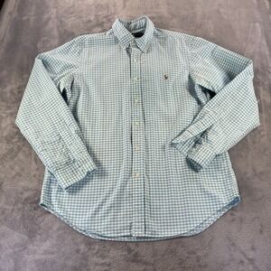 Ralph Lauren Men's Gingham Button Down Shirt Long Sleeve Blue White Size L